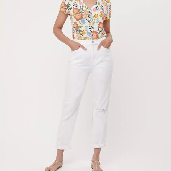 Loft White Demin Boyfriend Slim Straight Leg Jeans - Picture 1 of 9